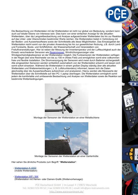 Wetterstation mit Touchscreen PCE-FWS 20 - PCE Deutschland ...