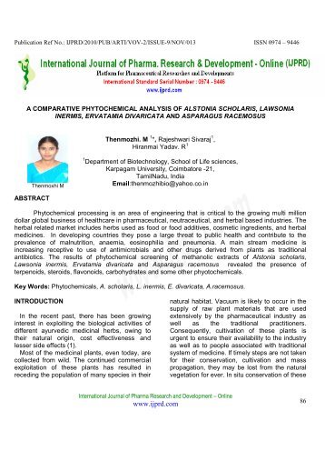 comparative phytochemical analysis of alstonia scholaris