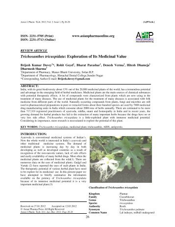 Trichosanthes tricuspidata - asian pharma press