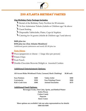 ZOO ATLANTA BIRTHDAY PARTIES