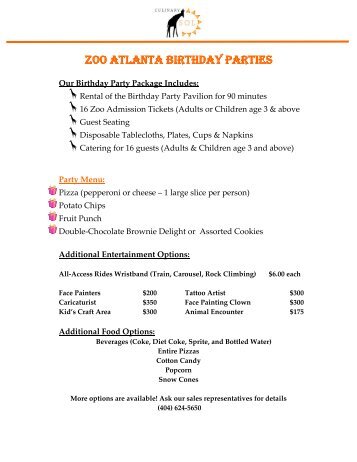 ZOO ATLANTA BIRTHDAY PARTIES