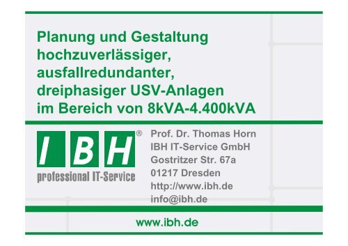PDF [2,5 MB] - bei der IBH IT-Service GmbH