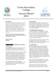 Como Secondary College Annual Report 2001