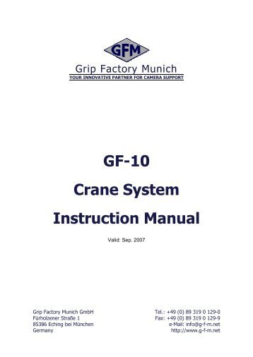 GF-10 Crane System Instruction Manual - Grip Factory Munich GmbH