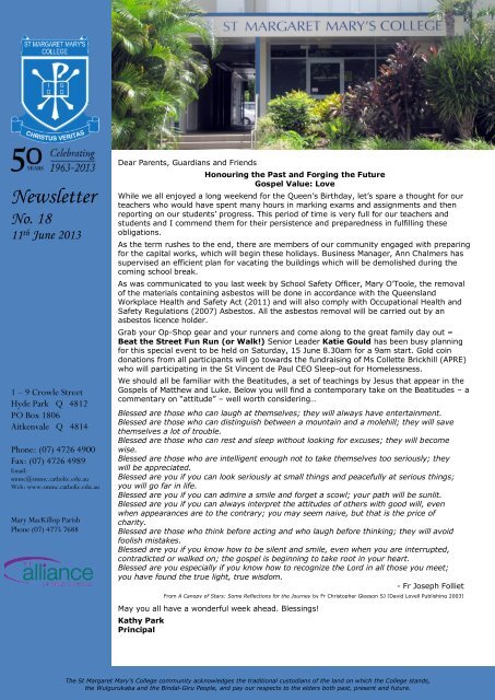 18 Newsletter 11th June 2013 - St Margaret Mary's College