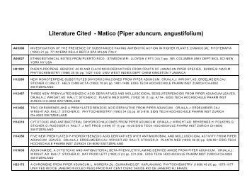 Literature Cited - Matico (Piper aduncum, angustifolium)