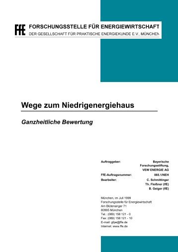 Wege zum Niedrigenergiehaus - Forschungsstelle für ...