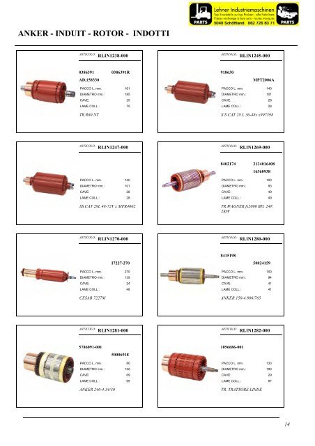 ANKER - INDUIT - ROTOR - INDOTTI