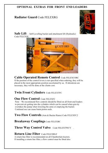 optional extras for front end loaders - Catford Engineering