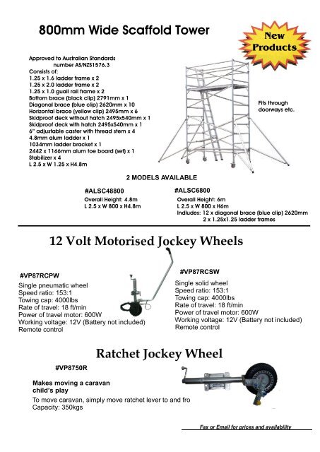 800mm Wide Scaffold Tower 12 Volt Motorised Jockey Wheels Ratchet Jockey Wheel