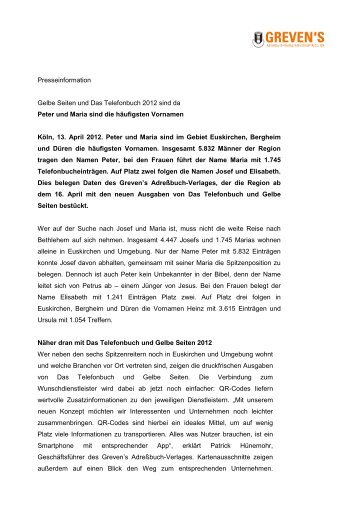 Presseinformation Gelbe Seiten und Das Telefonbuch 2012 sind da ...