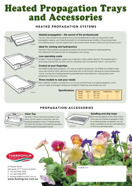 Heated Propagation Trays and Accessories