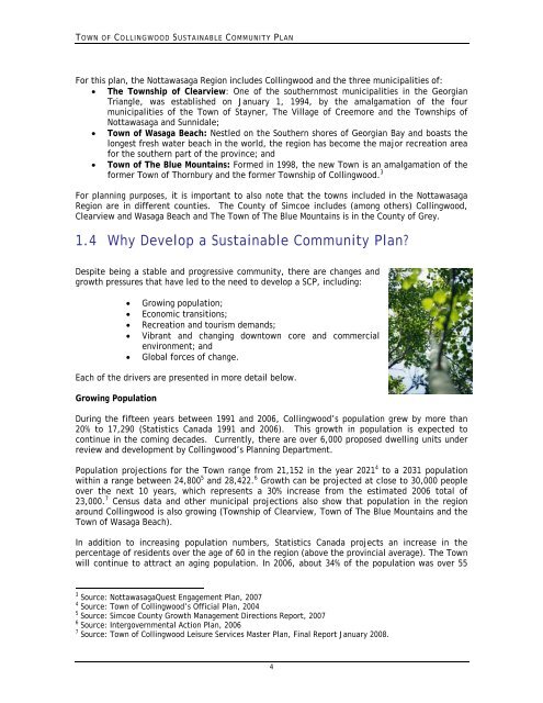 Sustainable Community Plan for the Town of Collingwood