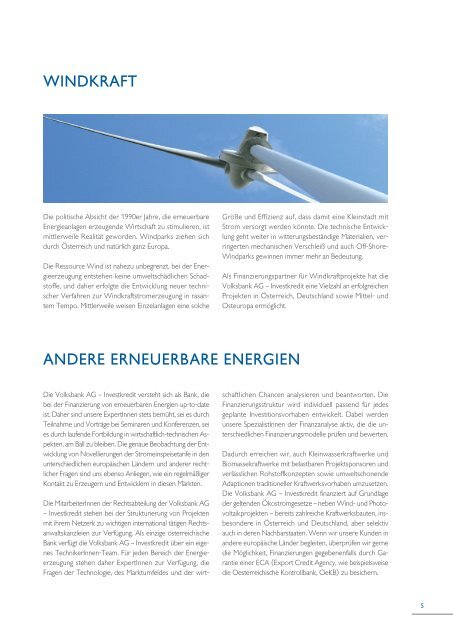 ERNEUERBARE ENERGIE IN EUROPA - Volksbank AG