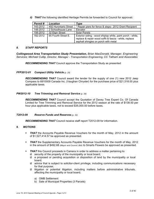 SPECIAL MEETING OF COUNCIL AGENDA