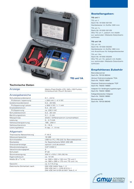 Sicherheitstester TG uni 1/TG uni 1A