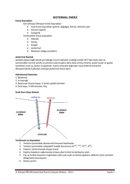 JEOTERMAL ENERJÄ° - Jeoloji Bilgi Platformu