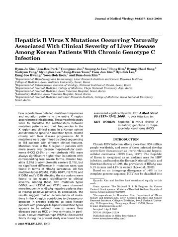 Hepatitis B virus X mutations occurring naturally associated with ...