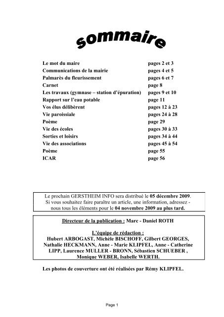 Le Mot Du Maire Pages 2 Et 3 Communications De La Gerstheim