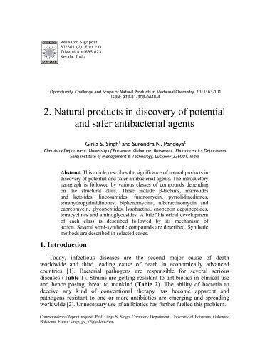 2. Natural products in discovery of potential and safer antibacterial ...