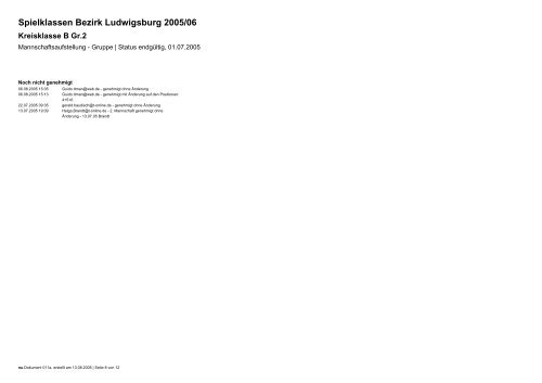 Spielklassen Bezirk Ludwigsburg 2005/06