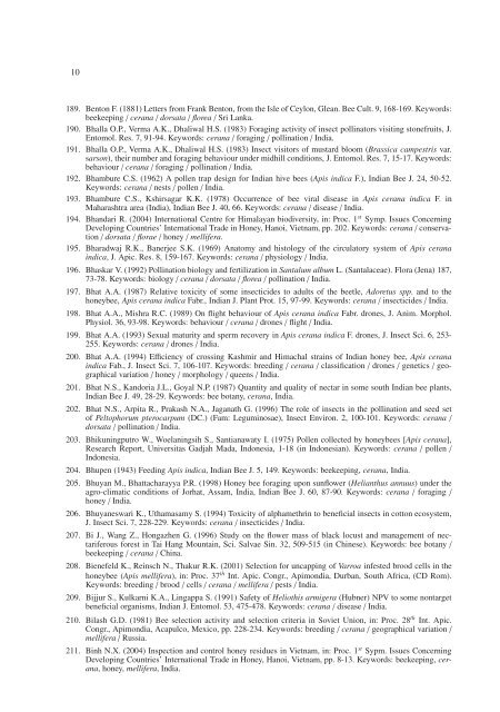 Bibliography of Apis cerana Fabricius - Apidologie