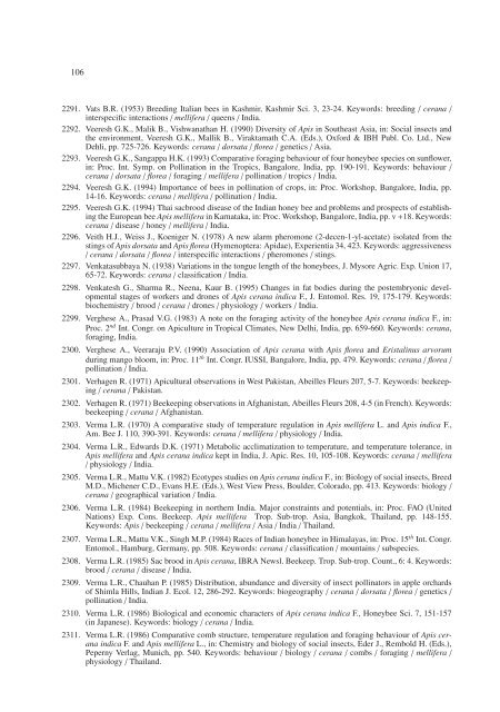 Bibliography of Apis cerana Fabricius - Apidologie