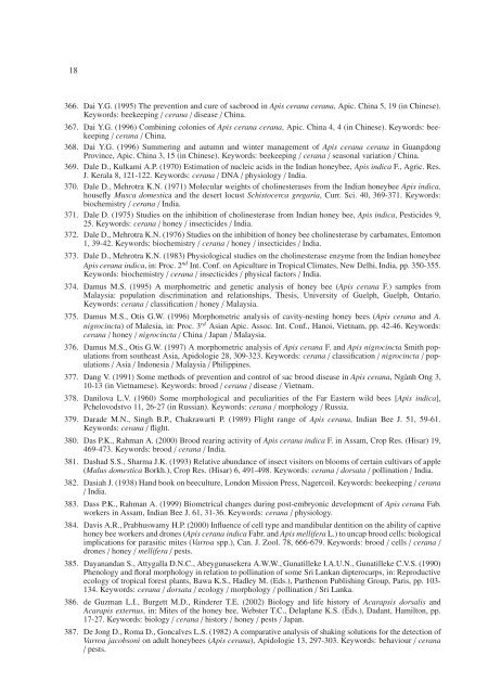 Bibliography of Apis cerana Fabricius - Apidologie