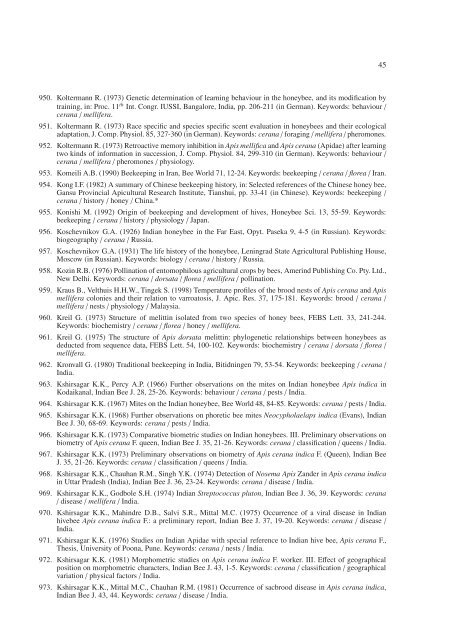 Bibliography of Apis cerana Fabricius - Apidologie