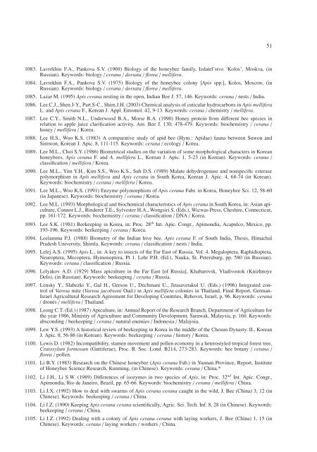 Bibliography of Apis cerana Fabricius - Apidologie