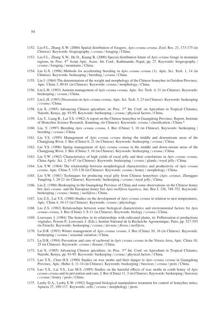 Bibliography of Apis cerana Fabricius - Apidologie