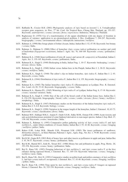 Bibliography of Apis cerana Fabricius - Apidologie