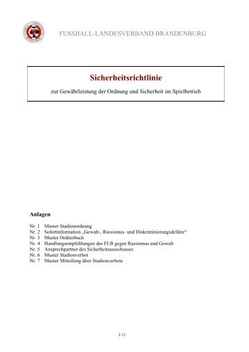 Sicherheitsrichtlinie - Fussball-Landesverband Brandenburg eV