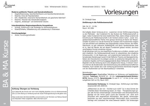 BA Politikwissenschaft - FS Politik der Uni Freiburg