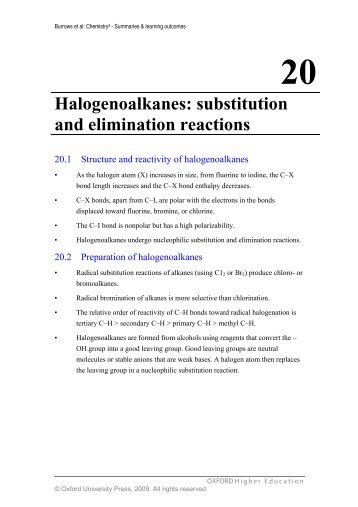 Halogenoalkanes: substitution and elimination reactions