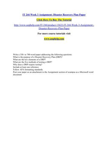 disaster recovery plan it 244 week disaster recovery plan it 244 week