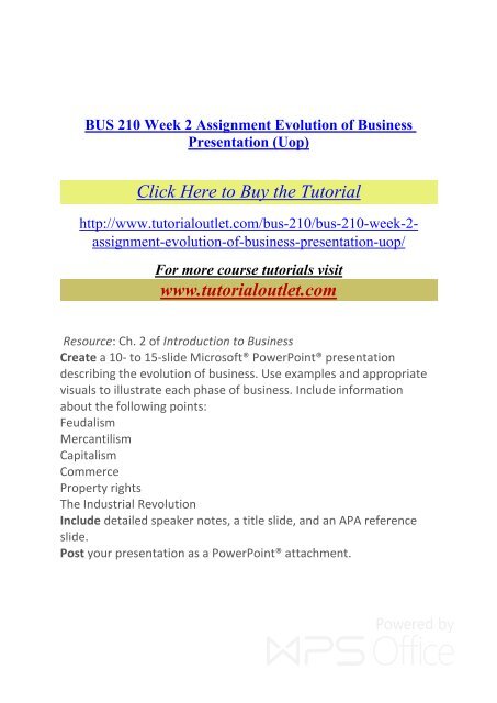 BUS 210 Week 2 Assignment Evolution of Business Presentation ...