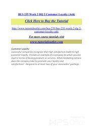 BUS 235 Week 2 DQ 2 Customer Loyalty. /Tutorialoutlet