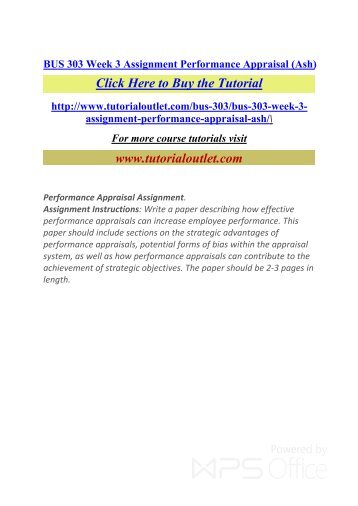 BUS 303 Week 3 Assignment Performance Appraisal. /Tutorialoutlet