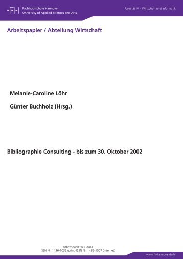 (Hrsg.) Bibliographie Consulting - Fakultät IV