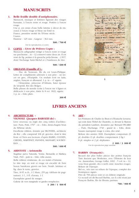 LIVRES ANCIENS ET MODERNES