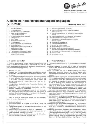 Allgemeine Hausratversicherungsbedingungen (VHB 2002)