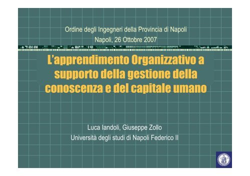 L'apprendimento Organizzativo a supporto della gestione della ...