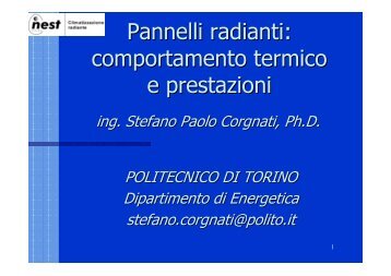 Pannelli radianti comportamento termico e prestazioni