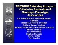 NCI/NHGRI Working Group on Criteria for Replication of Genotype ...