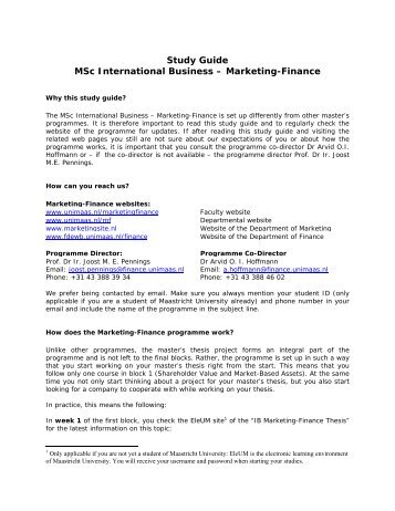 Marketing-Finance - Maastricht University