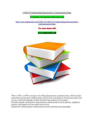 COM 275 Understanding Demonstrative Communication Paper/SnapTutorial