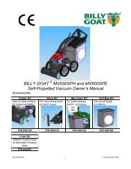 BILLY GOAT MV650SPH and MV600SPE Self-Propelled Vacuum Owner’s Manual