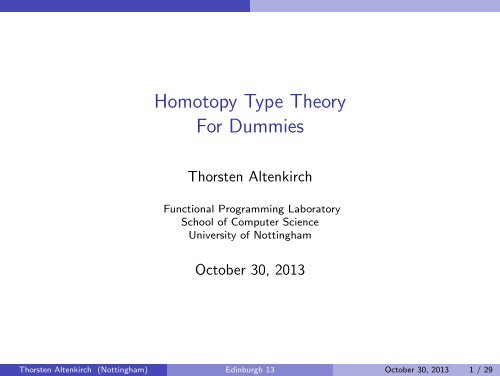 Homotopy Type Theory For Dummies