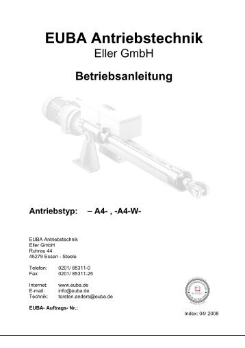 Betriebsanleitung Antriebstyp: – A4 - Euba-Antriebstechnik Eller ...